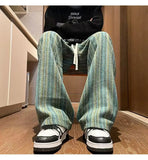 Aidase American Vintage Maillard Striped Casual Pants For Men Loose Straight Leg Wide Leg Trousers Autumn Winter Thick Woolen Pants aidase-shop