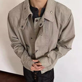 AIDASE  -  Spring Fall Mens Fashionable Crop Coats Vintage Solid Color Buttoned Lapel Short Jacket Coat Men Casual Slim Fit Outerwear