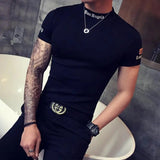 AIDASE  -  Men's Slim Fit Cotton Fitness T-Shirt Short Sleeve Polo Neck Embroidery Workout Tee aidase-shop