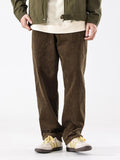 AIDASE  -  Thiened Heavyweight Corduroy Men's Casual Pants Loose Drapey Straight Leg Trousers Japanese Sle High Waist Zipper Closure aidase-shop