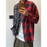 AIDASE  -  Men's Spliced Long Sleeved Shirt Unique Contrasting Color Design Shirt Coat American High Street Style Male Clothing aidase-shop