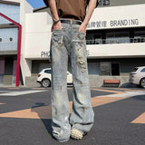 AIDASE  -  High Street Men's Ripped Jeans Hip-Hop Personality Straight Wide-Leg Denim Pants Trend Niche Handsome Menswear 21E6345 aidase-shop