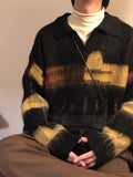 AIDASE  -  Retro American Lazy Sle Knitted Sweater ex Worn Design Loose Casual  Ne Striped Sweater Soft Fine Yarn Long Sve aidase-shop
