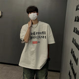 AIDASE  -  Korean Style Men's Crewneck Letter TShirt Short Sleeve Casual Baggy Short Sevee Tops Summer Streetwear Party Couple aidase-shop
