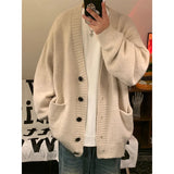 AIDASE  -  Autumn Winter New V-neck Cardigan Men's Loose Casual Knitted Sweater Trendy Daliy Simple All-match High Street Soft Coats aidase-shop