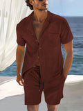 AIDASE  -  Short Sleeve Collar Shirt Men's Summer Thin Set Casual Sportswear Summer Shorts aidase-shop