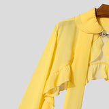 AIDASE  -  Men Shirt Solid Color Chiffon See Through Ruffle Irregular Shirts Men Cardigan Streetwear Sexy Fashion Party Camisa aidase-shop