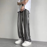 AIDASE  -  Spring Summer New Elastic Waist Striped Contrast Color Straight Pants Man High Street Casual Loose Drawstring All-match Trousers aidase-shop