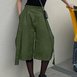 AIDASE  -  Men Wide Leg Pants Solid Color Button Joggers Loose Calf-length Trousers Men Streetwear 2025 Fashion Casual Pants S-5XL