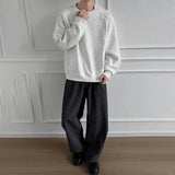 AIDASE  -  Men's Solid Color Deconstructed Long-Sleeved Sweatshirt American Retro Fashion Trend Loose Casual Breathable Niche Men's Tops aidase-shop