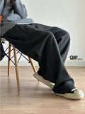 AIDASE  -  Autumn Winter Thi Wide Leg Casual Pants Men Women Loose Drapey Soft Straight Long Trousers Retro Sle High Waist Polyester aidase-shop