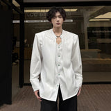 AIDASE  -  Korean Style Men's Shirt Fake Two-piece Design Single Breasted Men Lace Button Shoulder Pad Long Sleeve Shirts New 9W3092 aidase-shop