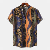 AIDASE  -  Mens Summer Fashion Casual Print Seaside Beach Shirt Shirt Short Sleeve Shirt Comfort Classic Fit Office Wear Men'S Shirt