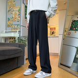 AIDASE  -  Slim Fit Trousers For Men Gray Solid Color Tressed Man Suits Pants Spring Clothes Elegant Korean Reviews Many Luxury Dress Up aidase-shop