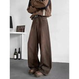 AIDASE  -  Loose Brown Wide Leg Men's Jeans American Style Spring Autumn Casual High Waist Denim Pants Comfortable Fit Male Fashion aidase-shop