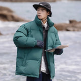 Harajuku Mens Navy Parkas Warm Thicken Korean Fashion Coats Winter Casual Jacket Male Streetwear Hip Hop Coat Woman Parkas aidase-shop