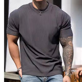 AIDASE  -  Spring/summer Heavy Fabric Shoulder Pads With Large Anti-wrinkle Quick Drying Fitness Wear Sports Short T-sleeves For Men aidase-shop
