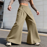 AIDASE  -  Men's Wide Leg Pants Solid Color Button Casual Irregular Trousers For Man Streetwear Baggy Leisure Pantalones Pants aidase-shop