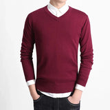 AIDASE  -  Slim Fit V-Neck Pullover Sweater Casual Business Men's Shirt Inner Wear Autumn Collection Fashionable Youth Solid Color Base Lay aidase-shop