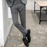 AIDASE  -  Men Striped Trousers, Fashion Slim Suit Pants, Office Casual Plaid Pant, Asian Size 29-38, Gray,Black,Dark Blue aidase-shop