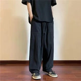 AIDASE  -  Trendy Hong Kong Style Youth Casual Pants Spring Summer Solid Color Ins Slim Fit Middle Waist Bell Bottoms Straight Leg Pants Fo