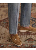 AIDASE  -  Vintage Cotton Men Jeans Suit Pants Elastic High Waisted Straight Trousers British Business Style  Casual Naples Denim Pant aidase-shop