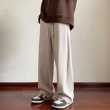 Aidase Men Pants Streetwear Simple Solid Spring Autumn Pleated Straight Drawstring American Style Male All-match Casual Loose Oversize aidase-shop