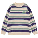 Aidase mens outfits Japanese Patchwork Striped Sweater Men Knitwears New Winter Retro Vintage Harajuku Pullover Knit Embroidery Knitted Sweater