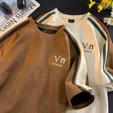 28.56Aidase Summer Hip Hop American Street Men and Women Trendy Personality Letter Round Neck Short Sleeve Couple Loose Casual T-shirt Top aidase-shop