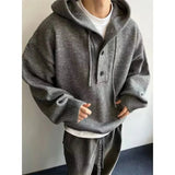 AIDASE  -  American Retro Casual V-ne Knitted Sweater Men Pure Color Outerwear Autumn Winter New Sle Loose Fit Long Sve Coat aidase-shop