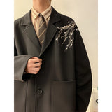 Aidase Casual Blazers Men Orchid Embroidery Solid Color Single Breasted Suit Jackets Japan Style Notched Collar Popular Interview Suits
