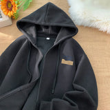 Aidase Dark Green Hooded Cardigan Sweatshirt Autumn Men Heavyweight Trend Daily Hoodie Sweatshirt Large Size Loose Zipper Hoodie Coat aidase-shop