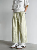 AIDASE  -  Summer Men's Linen Wide-Leg Cropped Pants High Waist Drawstring Casual Trousers aidase-shop