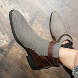 AIDASE  -  Men Fashion Chelsea Boots PU Side Buckle Anti slip Wear Resistant Boots Business Office Dress Boots Gentleman Social Men Boots aidase-shop
