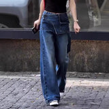 AIDASE  -  High Waist Wide Leg Straight Cut Denim Jeans Women's Early Autumn New Style American Retro Loose Fit Slimming Pants aidase-shop