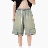 AIDASE  -  Summer New Trend Male Denim Shorts Reverse-padded Pocket Decoration Drawstring Straight-leg Loose All-match Pants 21E6688 aidase-shop