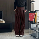 AIDASE  -  Men Pants Solid Color Button Joggers Loose Casual Wide Leg Trousers Men Streetwear 2025 Pleated Fashion Long Pants S-5XL aidase-shop