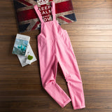AIDASE  -  Men Pink Bib Overalls Casual Adjustable Suspenders Jumpsuits Y2K Loose Straight Pants aidase-shop
