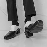AIDASE  -  Men's High Heel Leather Shoes 5cm Pointed Toe Business Formal Shoes Trendy Hairstylist Style Casual round Toe Leather Shoes aidase-shop