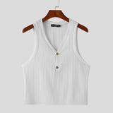 Aidase Tops Korean Style Men Summer Fashion Knitted Pit Stripe V-neck Vests Casual Simple Solid Sleeveless Tank Tops S-5XL aidase-shop