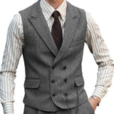 Aidase Herringbone Men Vest Dark Green Suede Leather Gentleman Business Waistcoat Vintage Regular Slim Men Suit Vest aidase-shop