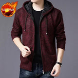 Aidase Knit Sweater Male Zipper Plaid Men's Clothing Cardigan Hoodies Zip-up Thick Winter Red Tops Jumpers Casual Stylish Hot aidase-shop