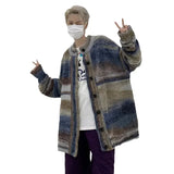 AIDASE  -  Retro Color Block Men's Knitted Sweater Loose Gradient Striped Open Cardigan Casual Style Autumn New Arrival Lazy Fashion aidase-shop