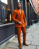 AIDASE  -  Wedding Men Suits Tuxedos Groom Wear Orange Peaked Lapel Formal Suit Custom Size High Quality 2 Pieces Jacket+Pant aidase-shop