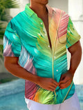 AIDASE  -  Summer Short Sleeve Button Shirt Fashion Men's Shirt Plant Digital Printing Casual Cardigan aidase-shop