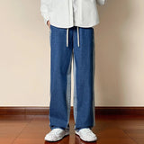 AIDASE  -  Elastic Waist Elastic Pants Men's Drawstring Loose Wide Leg Jeans Casual Daily Practical All-in-one Trend High Street Men Jeans aidase-shop