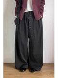 AIDASE  -  Unisex Wide-Leg Trousers - High Waist with Button Fly Pleated Relaxed Fit aidase-shop