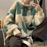 Aidase Retro Round Neck Sweater Men's Winter Korean Version Trendy Lazy Style Loose Knit Sweater Couple Sweater aidase-shop