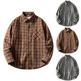 AIDASE  -  Men'S Loose Casual Fashion Retro Long Sleeved Plaid Shirt Roll-Up Sleeves Men'S Plaid Shirt roupas masculinas aidase-shop