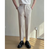 AIDASE  -  Summer Men's Straight Slim Fit Korean-style Tapered Solid Color Dress Pants Casual Trousers  28-38 aidase-shop